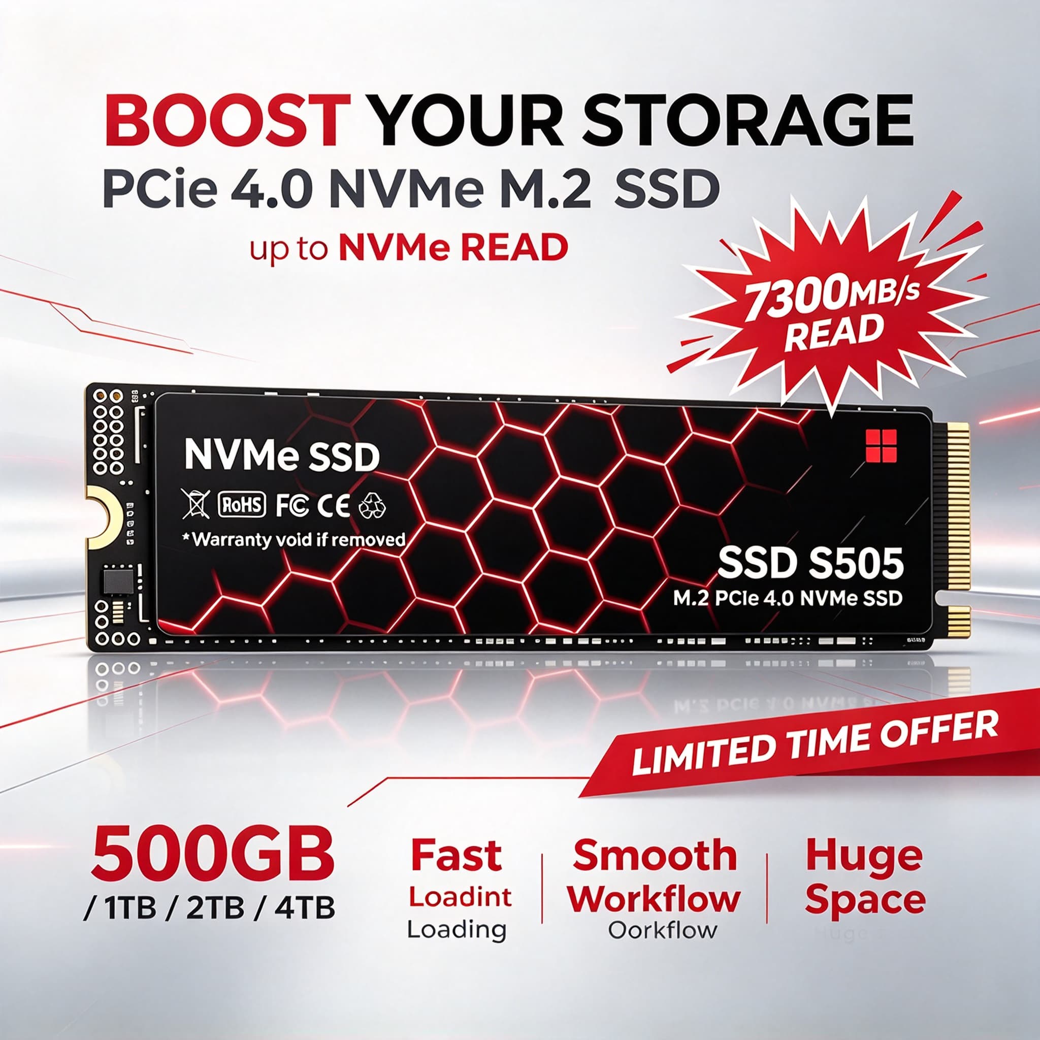 M.2 Nvme 4Tb Pcie 4.0 Ssd - Daily Data Backup S505 New Internal