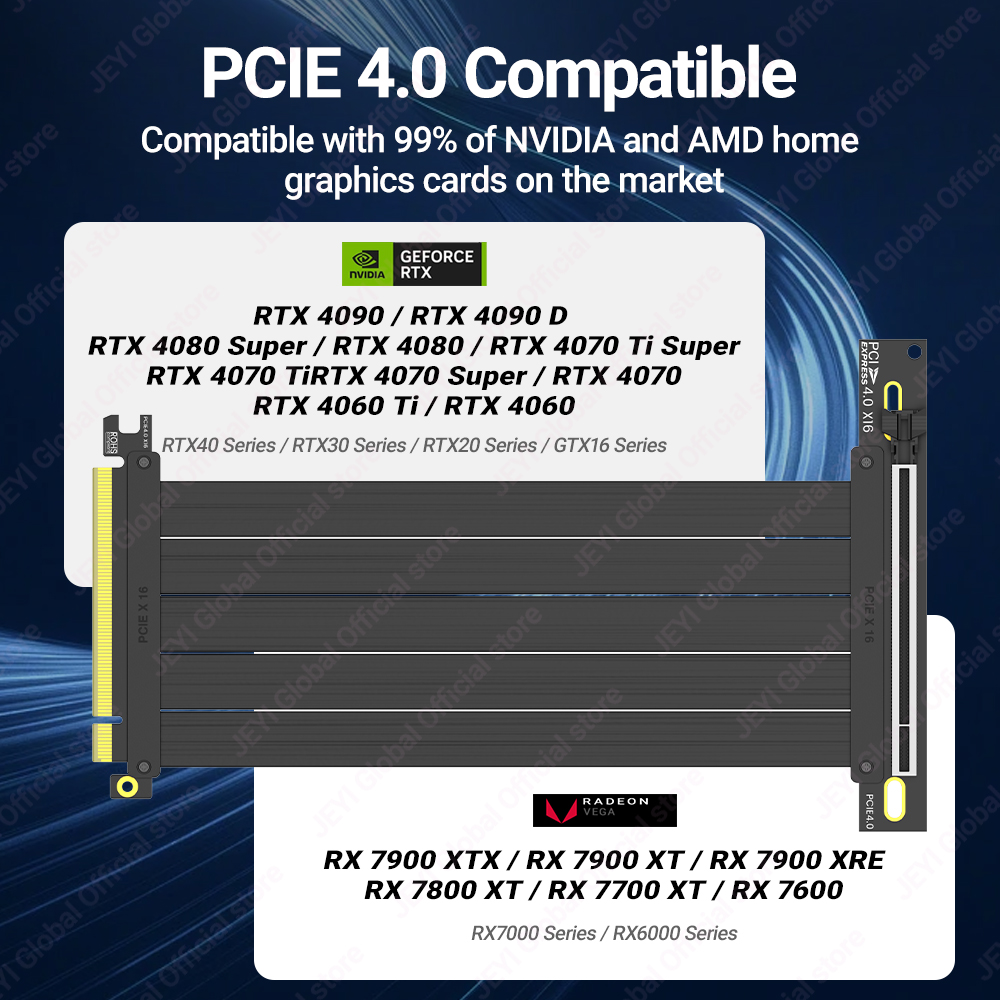 JEYI PCIe 4.0 Riser Cable 90 D - Pcie 4.0 X16 Riser Cable 90 Degree review and price